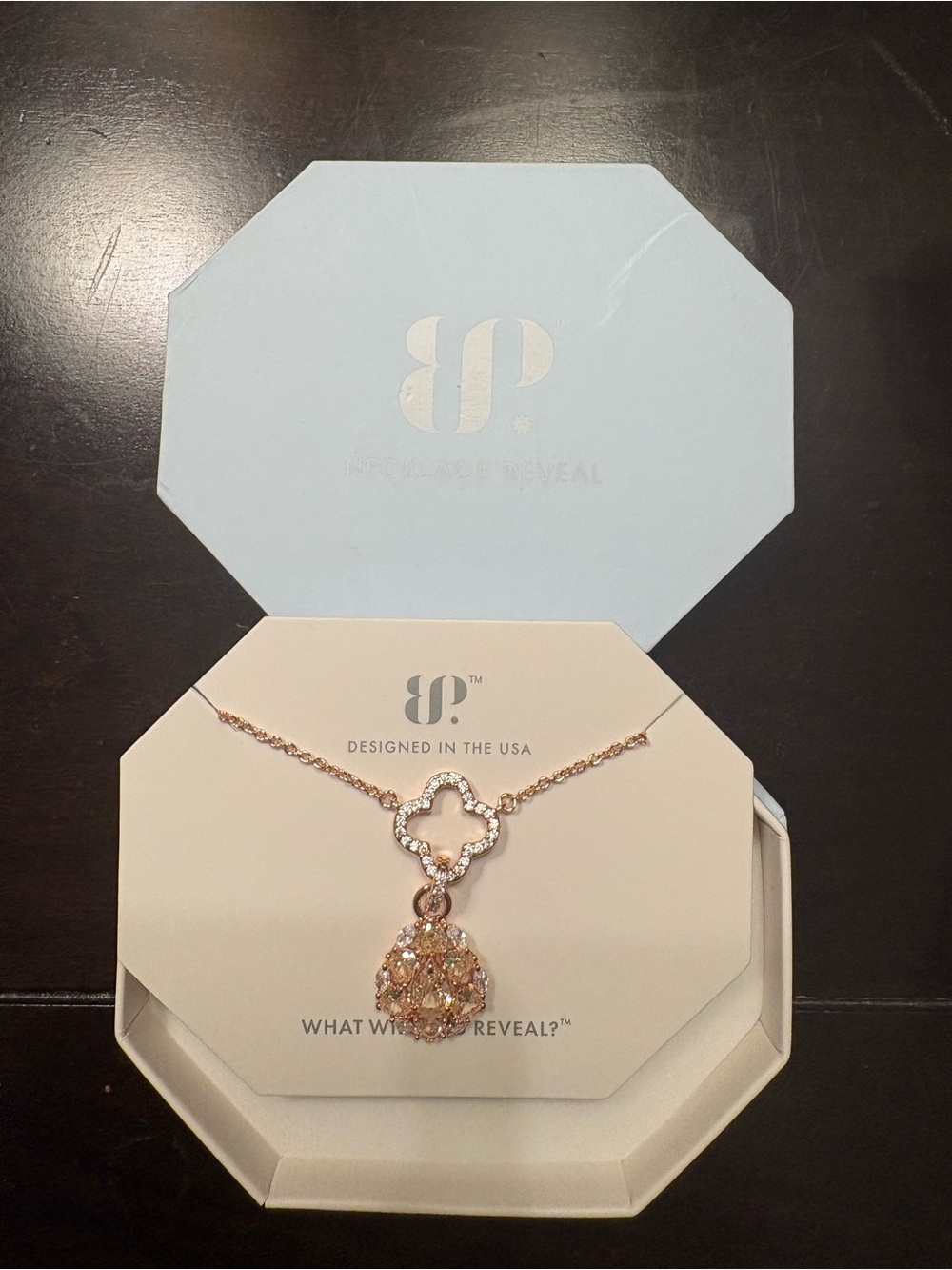 Bomb Party Rose Gold/ Lemon Clover Pendant Necklace “The Kennedy Necklace